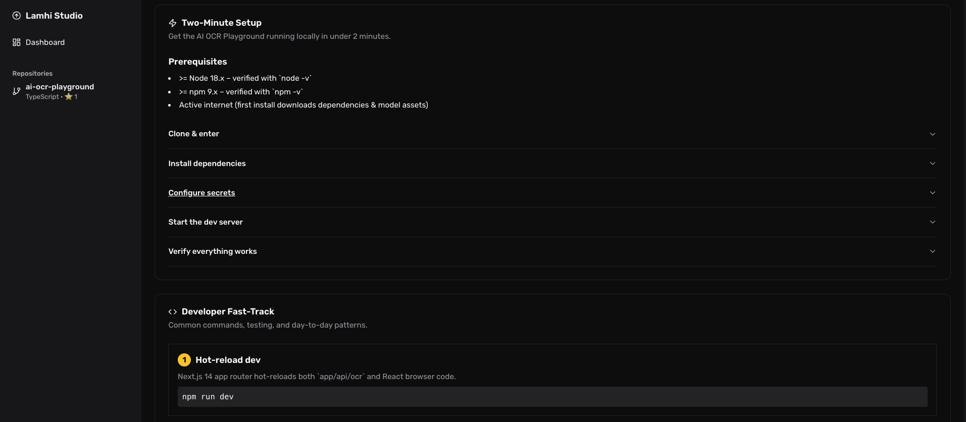 Quickstart Generation Interface